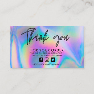 Faux Holographic Thank You Trendy Business Card