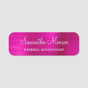 Faux Hot Pink Foil Name Tag