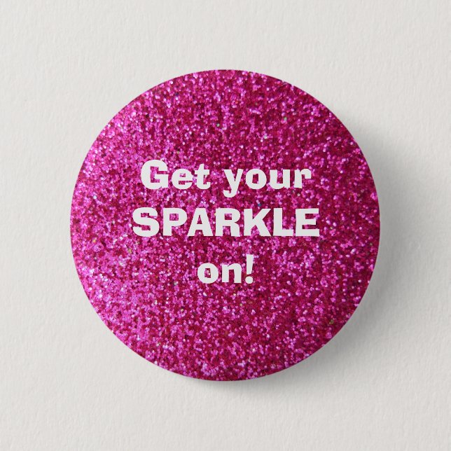 Faux Hot Pink Glitter 6 Cm Round Badge (Front)