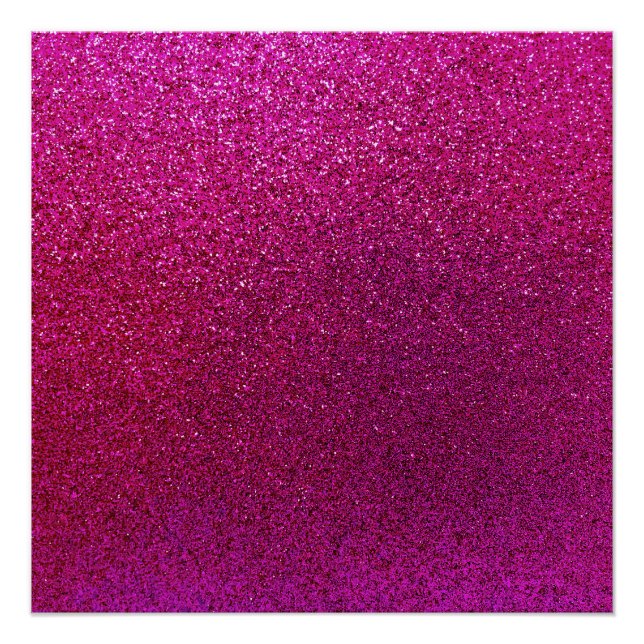 Faux Hot Pink Glitter Background Sparkle Poster (Front)