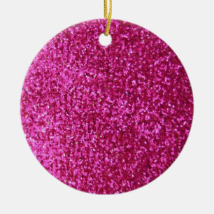 Faux Hot Pink Glitter Ceramic Tree Decoration