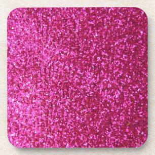 Faux Hot Pink Glitter Coaster