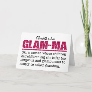 Faux Hot Pink Glitter Glam-Ma Card