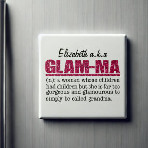 Faux Hot Pink Glitter Glam-Ma Magnet