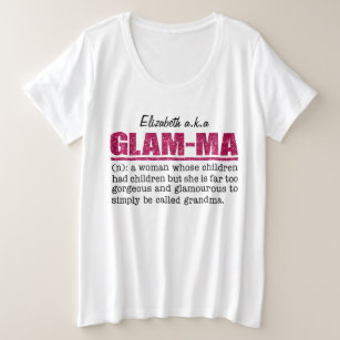Faux Hot Pink Glitter Glam-Ma Plus Size T-Shirt