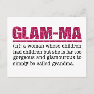 Faux Hot Pink Glitter Glam-Ma Postcard