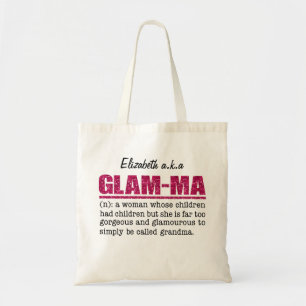 Faux Hot Pink Glitter Glam-Ma Tote Bag