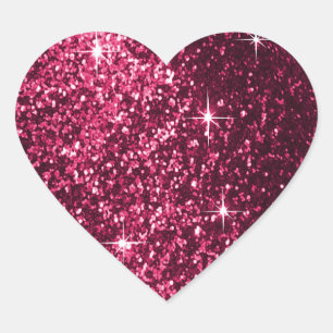 Faux Hot Pink Glitter Heart Sticker