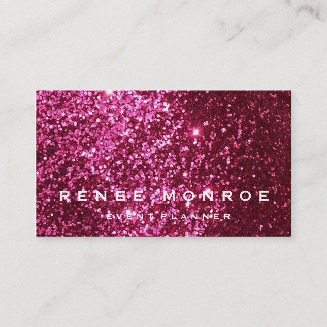 Faux Hot Pink Glitter Modern Business Card (Front)