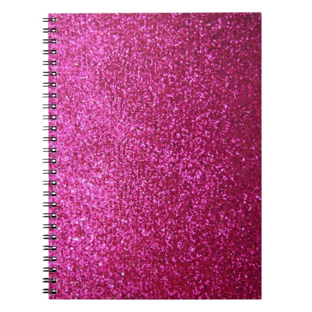 Faux Hot Pink Glitter Notebook (Front)