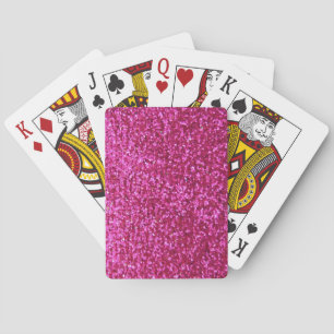 Faux Hot Pink Glitter Playing Cards