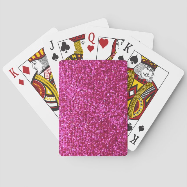 Faux Hot Pink Glitter Playing Cards (Back)