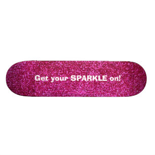 Faux Hot Pink Glitter Skateboard