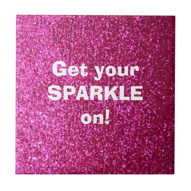 Faux Hot Pink Glitter Tile (Front)