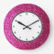Faux Hot Pink Glitter wall clock