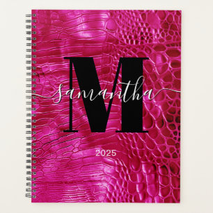 Faux Hot Pink Leather Signature Monogram 2025 Planner