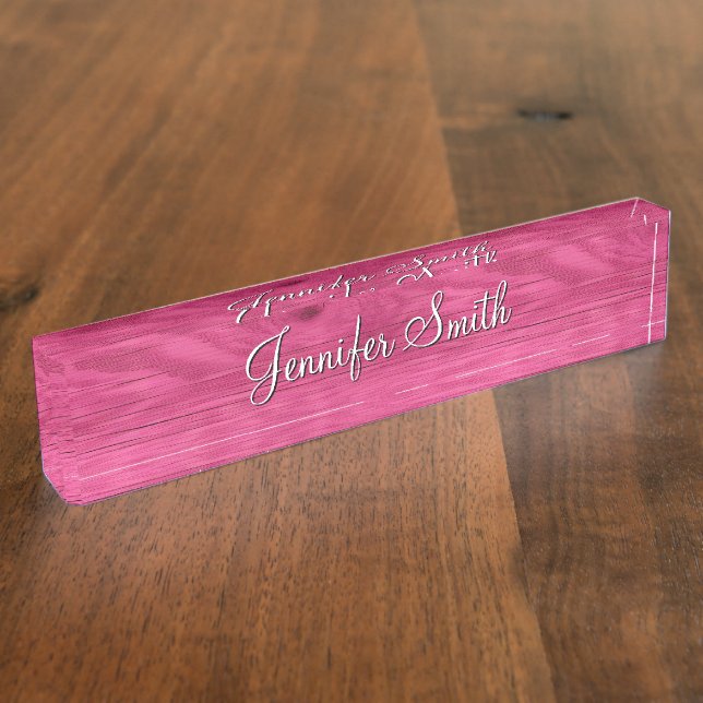 Faux Hot Pink Wood Nameplate (Side)