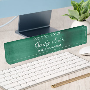 Faux Hunter Green Foil with Job Title Nameplate