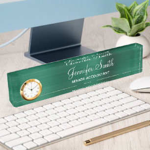 Faux Hunter Green Foil with Job Title Nameplate