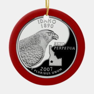 Faux Idaho State Quarter Ceramic Tree Decoration