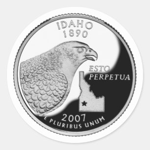 Faux Idaho State Quarter Classic Round Sticker
