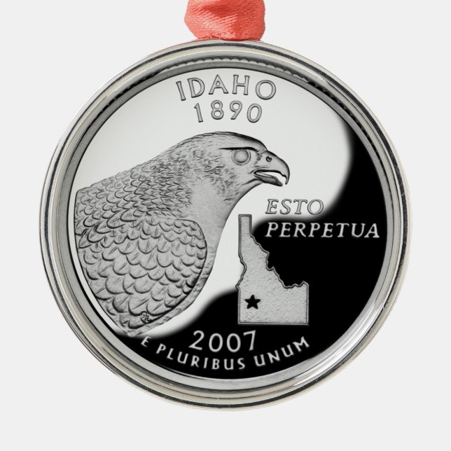 Faux Idaho State Quarter Metal Tree Decoration (Front)