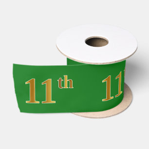 Faux/Imitation Gold "11th" Event Number (Green) Satin Ribbon