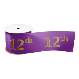Faux/Imitation Gold "12th" Event Number (Purple) Satin Ribbon
