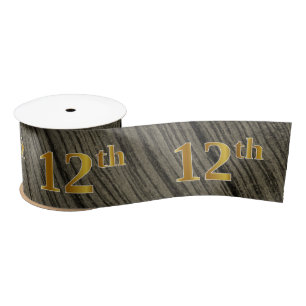 Faux/Imitation Gold "12th" Event Number (Rustic) Satin Ribbon