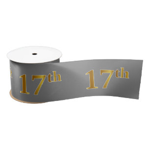 Faux/Imitation Gold "17th" Event Number (Grey) Satin Ribbon