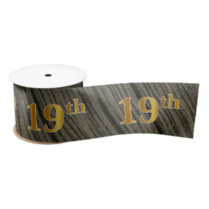 Faux/Imitation Gold "19th" Event Number (Rustic) Satin Ribbon