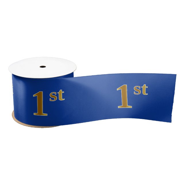 Faux/Imitation Gold "1st" Event Number (Blue) Satin Ribbon (Spool)
