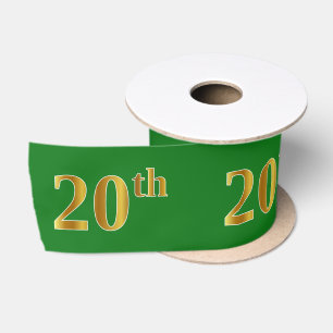 Faux/Imitation Gold "20th" Event Number (Green) Satin Ribbon