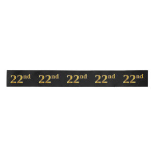 Faux/Imitation Gold "22nd" Event Number (Black) Satin Ribbon