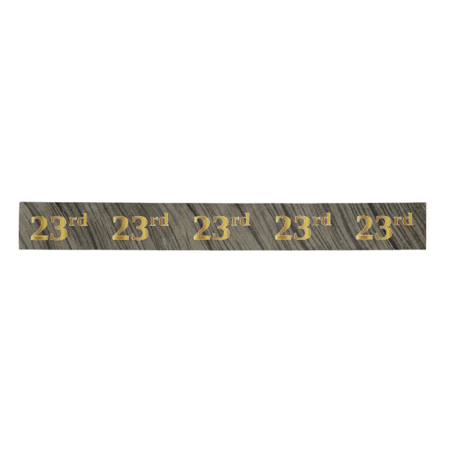 Faux/Imitation Gold "23rd" Event Number (Rustic) Satin Ribbon (Front)