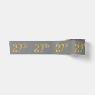 Faux/Imitation Gold "27th" Event Number (Grey) Satin Ribbon