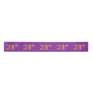 Faux/Imitation Gold "28th" Event Number (Purple) Satin Ribbon