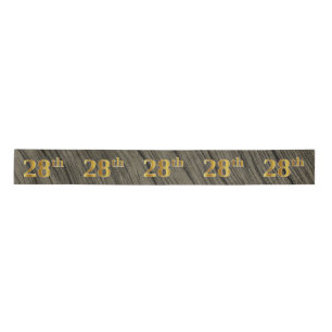 Faux/Imitation Gold "28th" Event Number (Rustic) Satin Ribbon