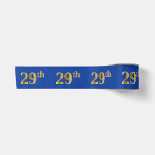 Faux/Imitation Gold "29th" Event Number (Blue) Satin Ribbon
