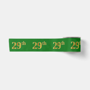 Faux/Imitation Gold "29th" Event Number (Green) Satin Ribbon