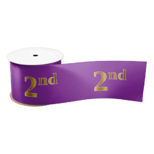 Faux/Imitation Gold "2nd" Event Number (Purple) Satin Ribbon