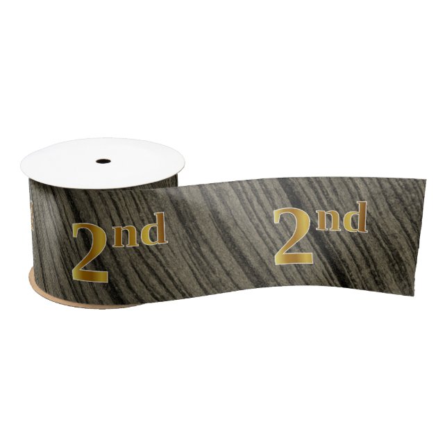 Faux/Imitation Gold "2nd" Event Number (Rustic) Satin Ribbon (Spool)