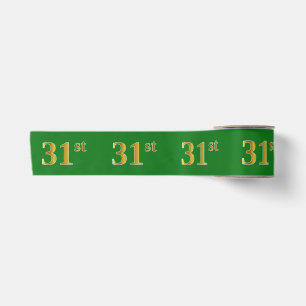 Faux/Imitation Gold "31st" Event Number (Green) Satin Ribbon
