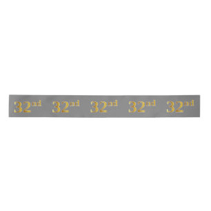Faux/Imitation Gold "32nd" Event Number (Grey) Satin Ribbon