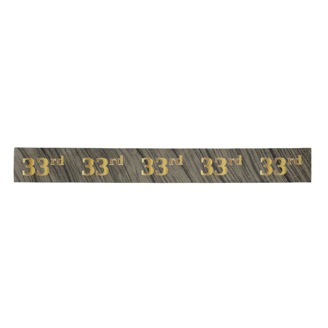 Faux/Imitation Gold "33rd" Event Number (Rustic) Satin Ribbon (Front)
