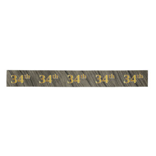 Faux/Imitation Gold "34th" Event Number (Rustic) Satin Ribbon