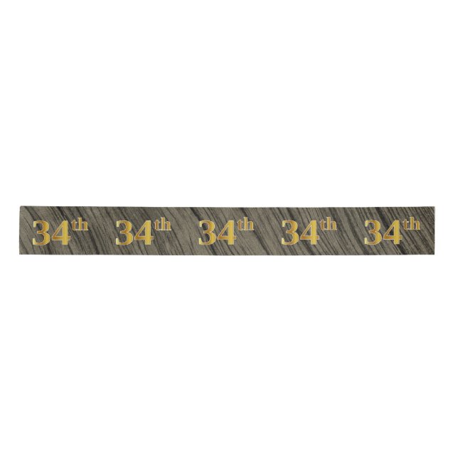 Faux/Imitation Gold "34th" Event Number (Rustic) Satin Ribbon (Front)