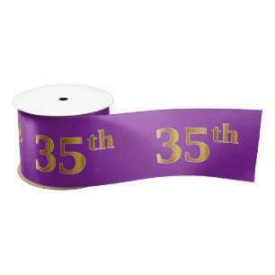 Faux/Imitation Gold "35th" Event Number (Purple) Satin Ribbon