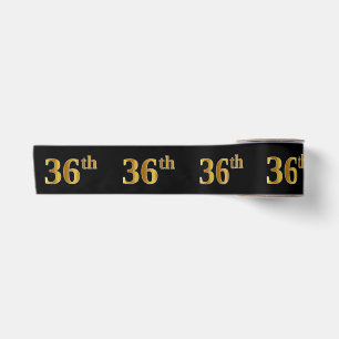 Faux/Imitation Gold "36th" Event Number (Black) Satin Ribbon