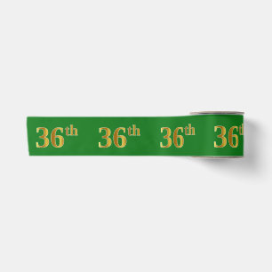 Faux/Imitation Gold "36th" Event Number (Green) Satin Ribbon